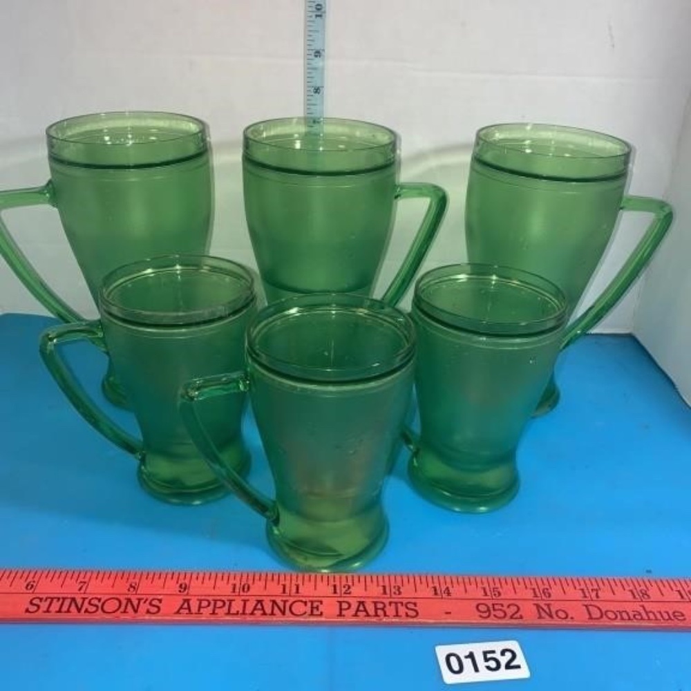 Vtg Set of 6 Joe Boxer Freezer Mugs Green Home Patio Poolside Kitchen Summer